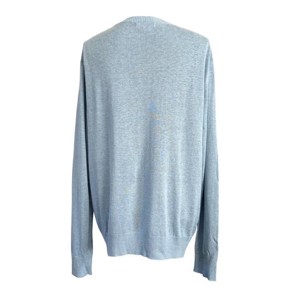 Banana Republic Sweater Men’s LARGE Light Blue Silk Linen Blend V Neck - Picture 3 of 5